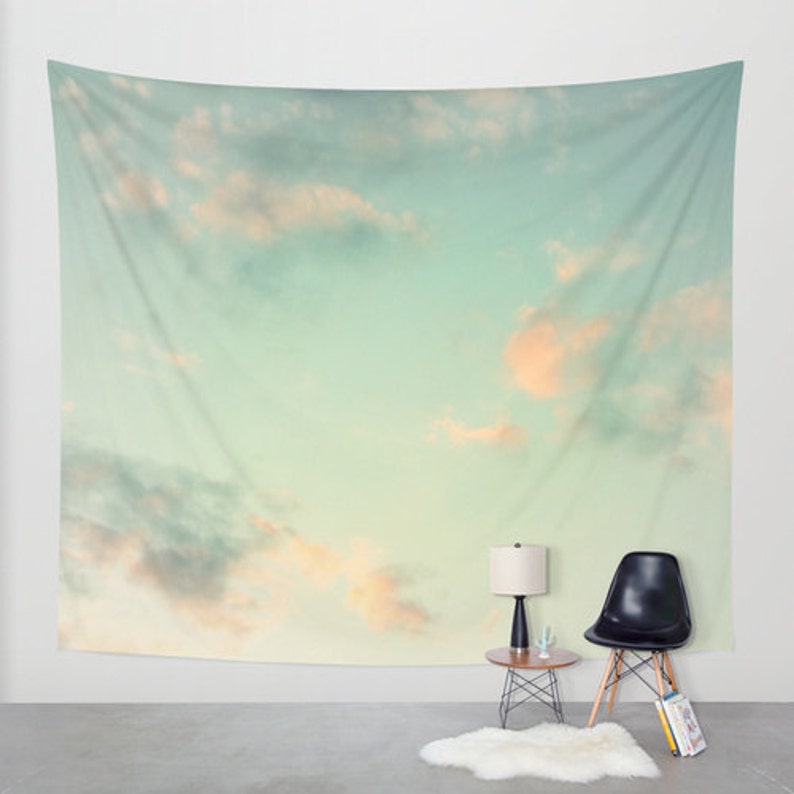 Cloud Tapestry, Cloudy Sky Tapestry, Clouds Large Wall Decor, Photo, Office, Modern, Dorm, Wall Hanging, Nature Tapestries, Cloud Formation image 2