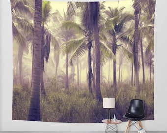 Tropical Wall Tapestry, Palm Trees Large Size Wall Art, Fine Art Photography, Modern Decor, Nature, Outdoor, Garden, Beach Hut Decor, Forest