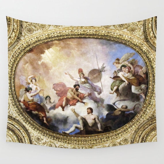 Fresco On Ceiling Tapestry Mythological Large Wall Decor Dorm Office Hotel Rich Gold Home Decor Wall Hanging Paris Tapestry Classic