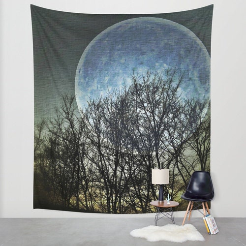 Blue Moon Wall Tapestry Goth Large Size Wall Art Modern Decor Full Moon Office Outdoor Garden Night Sky Tapestry Dorm Art Surreal Etsy Canada