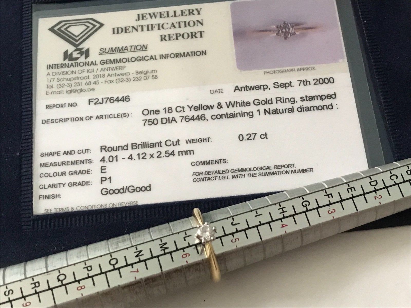 Sale Vintage 18k Gold Certified Natural Diamond Solitaire Ring