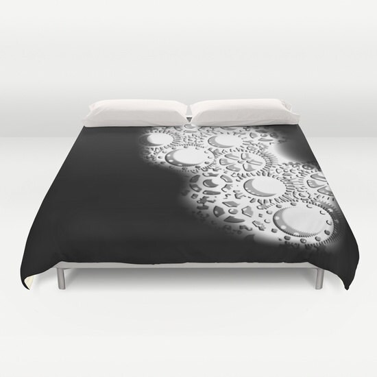 Gears Duvet Cover Black White Decorative Bedding Industrial