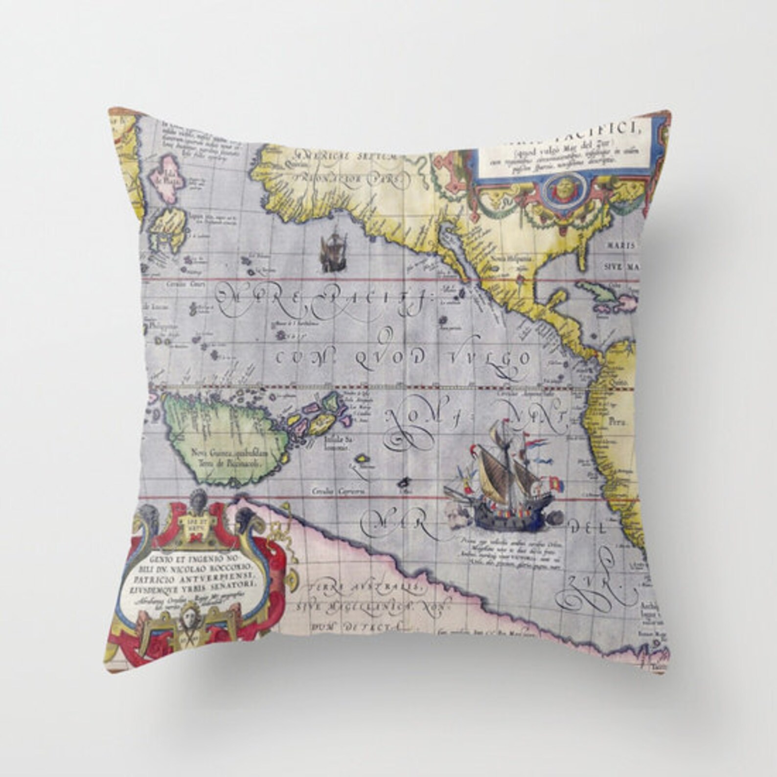 Antique World Map Throw Pillow Vintage Map Pillow Old World Etsy