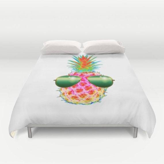 Electric Pineapple With Shades Pop Art Duvet Cover Neon Etsy