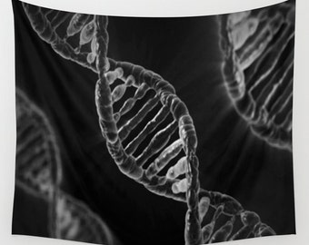 DNA Wall Tapestry, Black Wall Art , Science Art Tapestry, Modern Decor, Home, Dorm Tapestry, Dorm Wall Art, Black White, Office