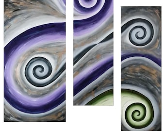 Deja Vu - Large Original Oil with Mica Powder Abstract Multi-panel Painting by Marianna Mills - 44" x 46"