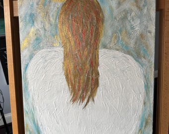 Why did you turn your back on me..? - from "My Angel" series - original textured mixed media painting