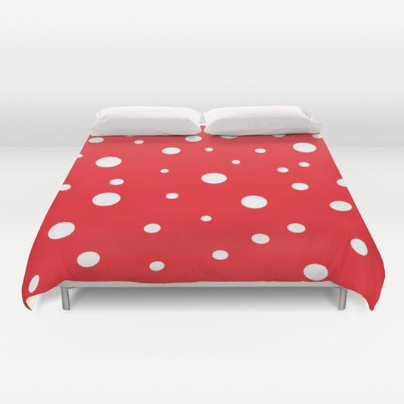 Red Polka Dots Duvet Cover Made To Order Red White Bedding Etsy