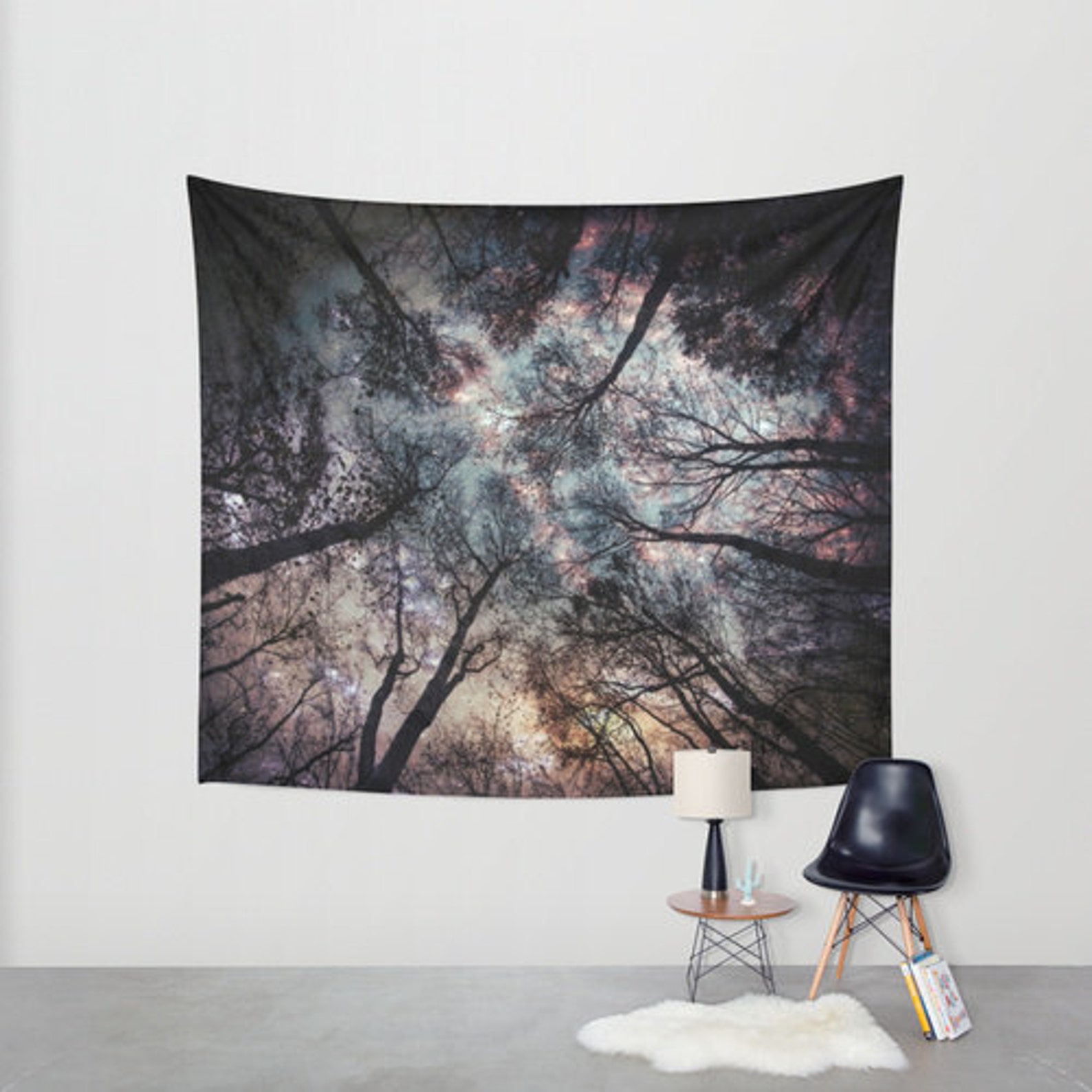 Trees Wall Tapestry Stars Forest Night Sky Home Decor - Etsy