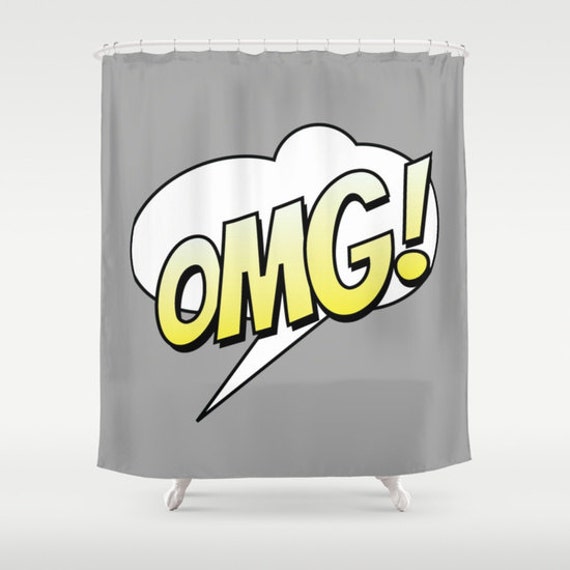 Shower Curtains Marianna Mills Comic Shower Curtain Grey Bathroom Modern Home Decor Text Bubble