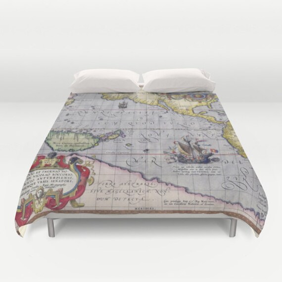 Antique World Map Duvet Cover Vintage World Map Bedding Old Etsy
