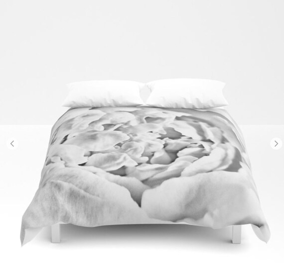 Peony Duvet Cover Peony Bedding Flower Bedding Gray Etsy