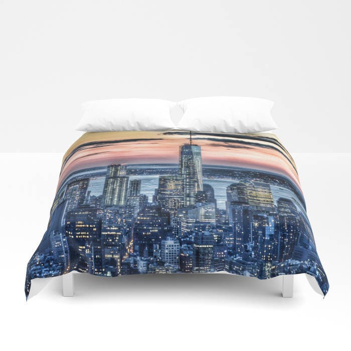 Sunset in New York Duvet Cover, Manhattan bedding, unique design