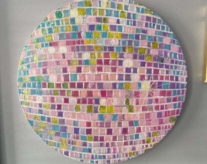 Featured listing image: Disco Ball - original painting that glow in the dark