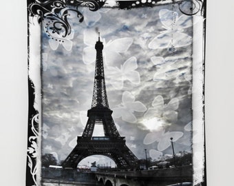 Eiffel Tower Tapestry, Paris Tapestry, Eiffel Tower Large Wall Decor, Black White, Office, Abstract Decor, Wall Hanging, Dorm Wall Decor