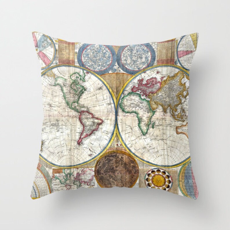 Old World Map Duvet Cover, Vintage World Map Bedding, Map Bedspread, Decorative, Unique Design, Blanket Cover, World Map Decor, Dorm Decor image 3