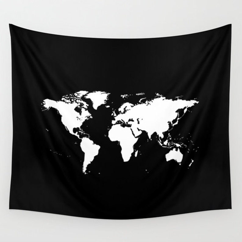 World Map Wall Tapestry Map Large Size Wall Art Modern Etsy