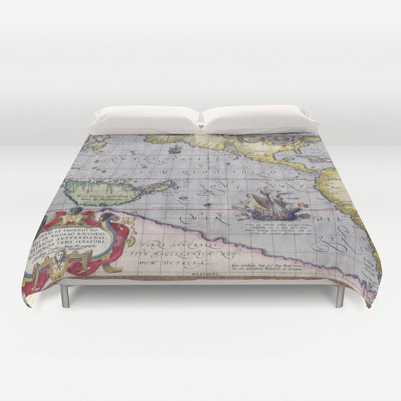 Antique World Map Duvet Cover Vintage World Map Bedding Old Etsy