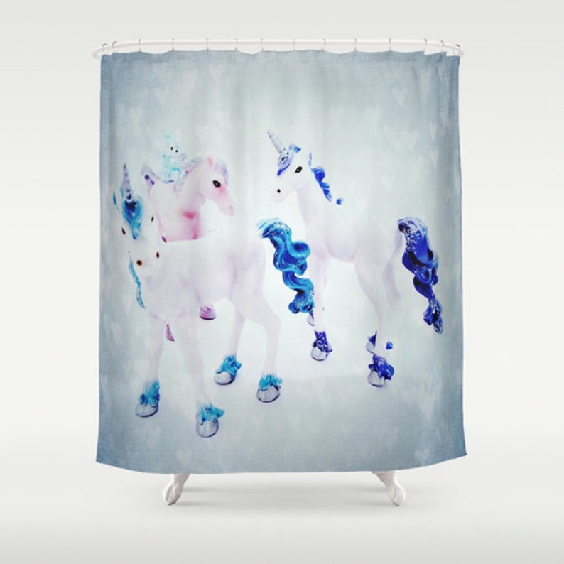 Unicorns Shower Curtain Fantasy Bathroom Toy Home Decor Image 0