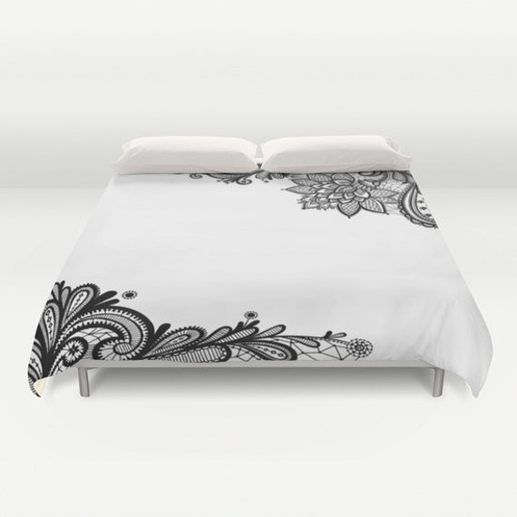 White Black Duvet Cover Lace Print Made To Order Il 570xn 808747107 9fj9 Jpg