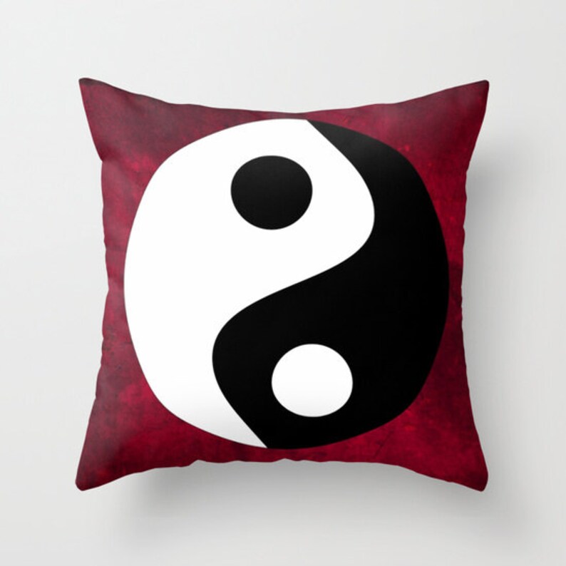 Yin and Yang Throw Pillow Zen Office Buddhism Decor image 0