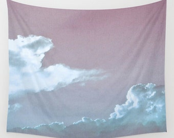 Cloud Wall Tapestry, Cloud Large Size Wall Art, Nature Decor, Wedding Gift, Outdoor, Garden, Cloudy Sky, Office, Dorm Art, Blue Tapestry