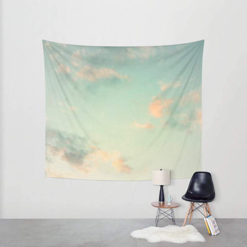 Cloud Tapestry, Cloudy Sky Tapestry, Clouds Large Wall Decor, Photo, Office, Modern, Dorm, Wall Hanging, Nature Tapestries, Cloud Formation image 3