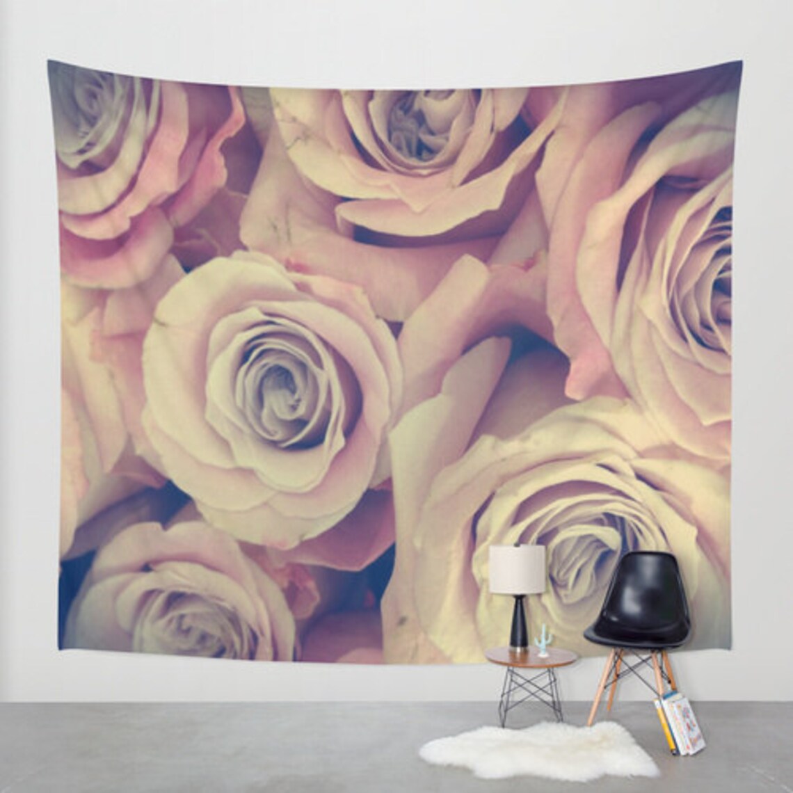 ROSES Wall Tapestry Flower Wall Art Pink Large Office Etsy