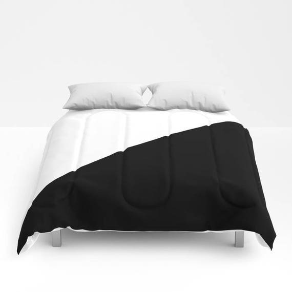 Triangles Black And White Comforter Black White Bedding Etsy