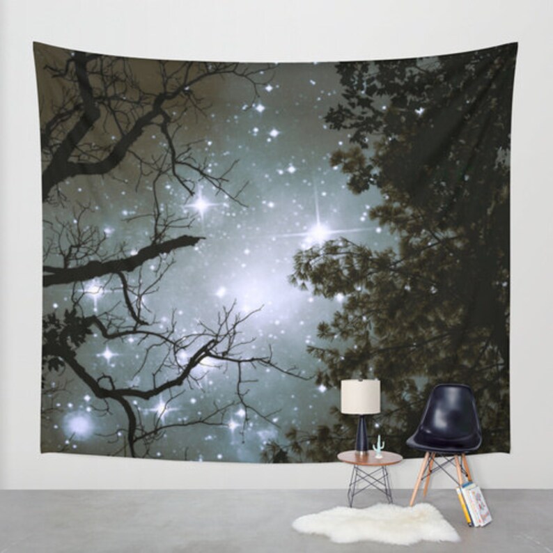 Trees Wall Tapestry Stars Tapestry Night Sky Home Decor Etsy