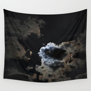 Night Sky Wall Tapestry, Moon Tapestry, Night Sky Home Decor, Nature Tapestry, Wall Tapestry, Office, Cloud Night Tapestry, Black, Dorm