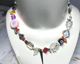 handmade one of a kind colorful beaded necklace