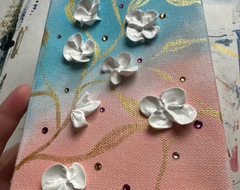 Flowers & Crystals- original mini painting