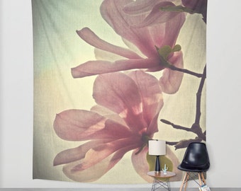 Magnolia Tapestry, Flower Tapestry, Floral Large Wall Decor, Photo Tapestry, Modern Decor, Wall Hanging, Nature, Dorm, Office, Botanical