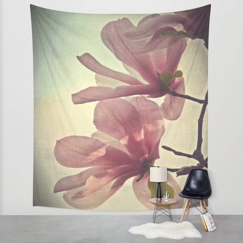Magnolia Tapestry, Flower Tapestry, Floral Large Wall Decor, Photo