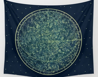 Zodiac Star Map Tapestry, Vintage Star Map Large Size Wall Art, Astronomy Decor, Office, Dorm, Beach Hut Decor,Astrology,Star Sign,Horoscope