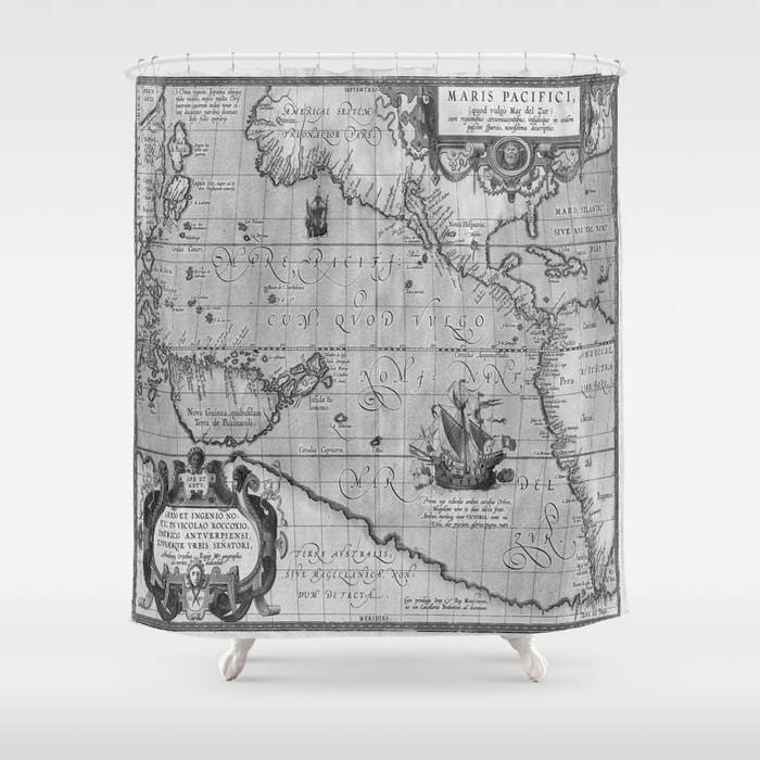 Old World Map Print Shower Curtain Vintage World Map Shower
