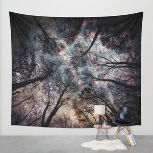 Trees Wall Tapestry Stars Forest Night Sky Home Decor - Etsy