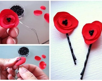 eBook . make your own fabric poppy flower . DIY . PDF Tutorial flower pattern by MGMart . materials not included