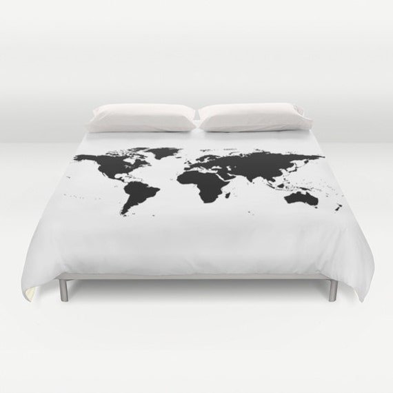 World Map Duvet Cover Decorative Bedding World Map Bedding Etsy