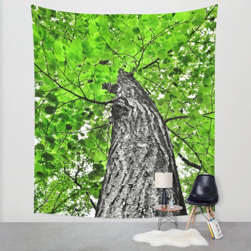 Tree Wall Tapestry, Green Large Size Wall Art, Nature Decor, Fresh