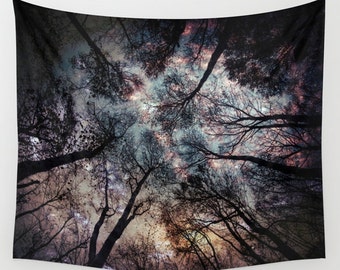 Starry Sky in the Forest, Trees Wall Tapestry, Stars, Forest, Night Sky Home Decor, Nature, Wall Tapestry, Home Decor, Woodland, Woods