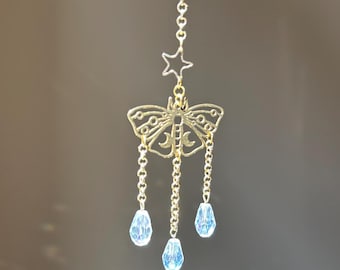 Celestial Moth Suncatcher | Rainbow Maker | Light Catcher Dopamine Decor Sun Catcher Handmade in USA by Marianna Mills Hungarian Artist