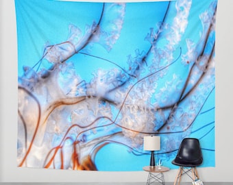 Pacific Sea Nettle Tapestry, Jellyfish Tapestry, Ocean Tapestry, Nautical, Office, Beach, Coastal Large Wall Decor,Surf, Dorm, Nature, Beach