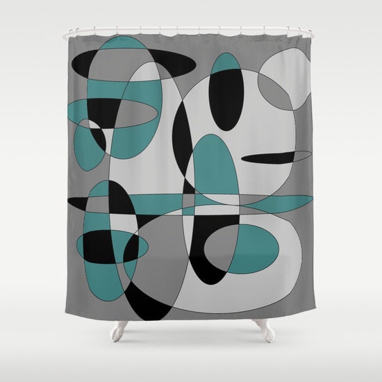 Retro Shower Curtain Grey Bathroom Modern Home Decor