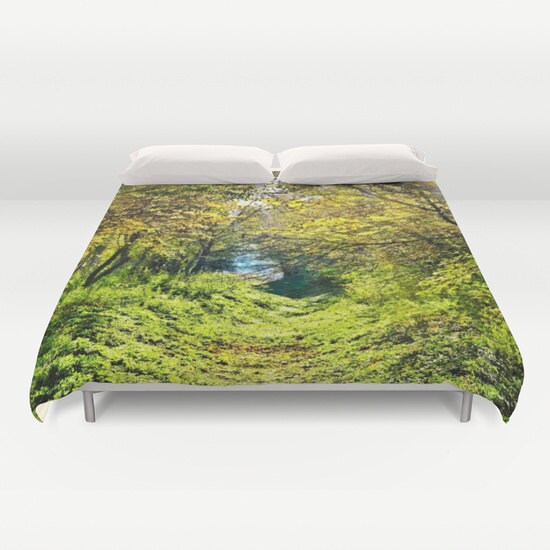 Forest Duvet Cover In The Woods Green Bedding Trees