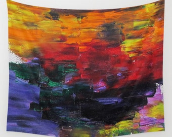 African Sunset Wall Tapestry from my Original Oil Painting, Visionary Art, Surreal, Sunset, Dorm, Office, Dream Home Decor, Contemporary