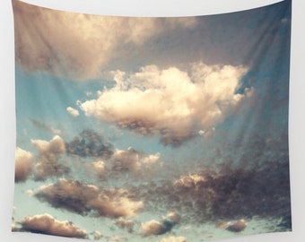 Cloud Tapestry, Cloudy Sky Tapestry, Clouds Large Wall Decor, Photo, Dorm, Office, Modern, Wall Hanging, Nature Tapestries, Cloud Formation