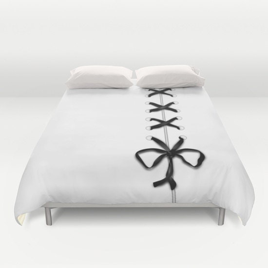 Laced Duvet Cover Ribbon Print Duvet Cover Made To Order Black