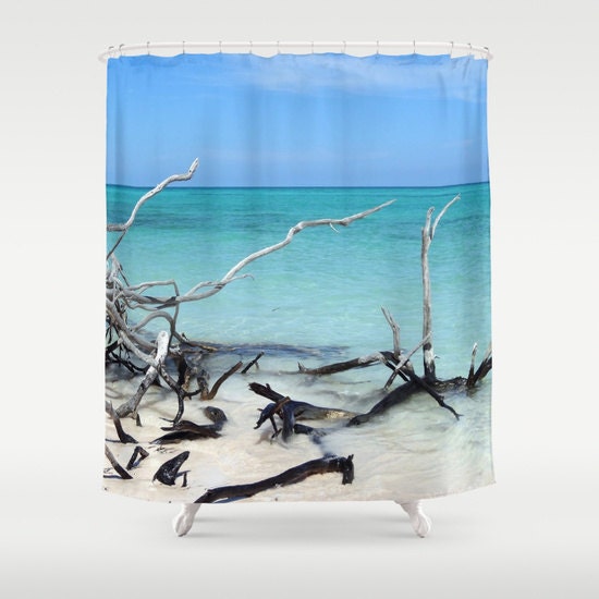 Beach Shower Curtain Tropical Shower Curtain Bathroom Aqua